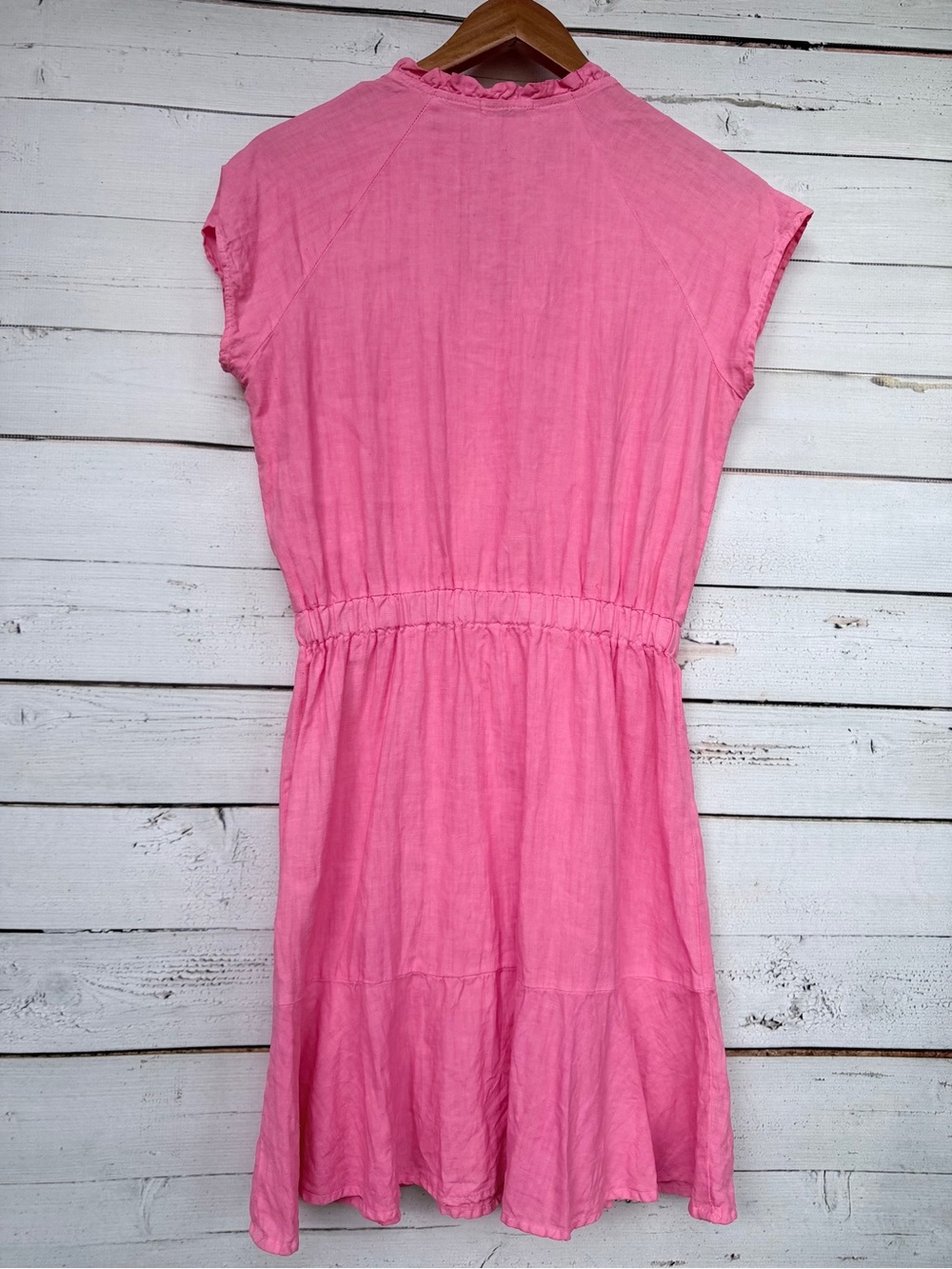 S'edge 100% Linen Raleigh Smocked Ruffle Mini Dress - Size Small - Picture 5 of 5